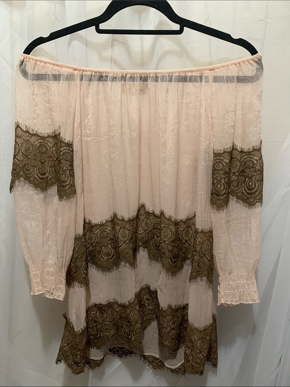 A’Reve Sheer Lace Off Shoulder Blouse